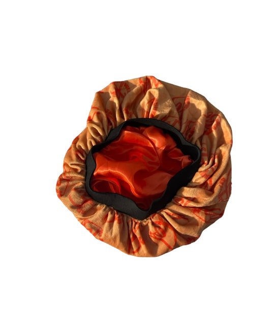 Orange velvet kid bonnet