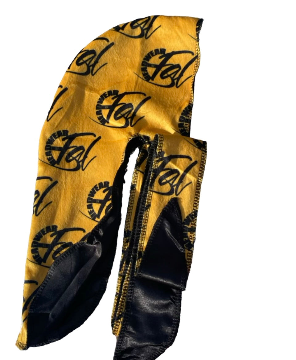 Yellow velvet kid durag