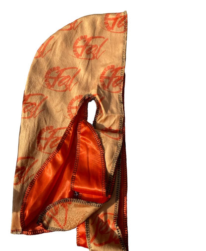 Orange velvet kid durag