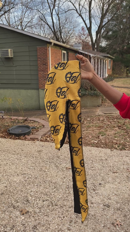 Yellow velvet kid durag