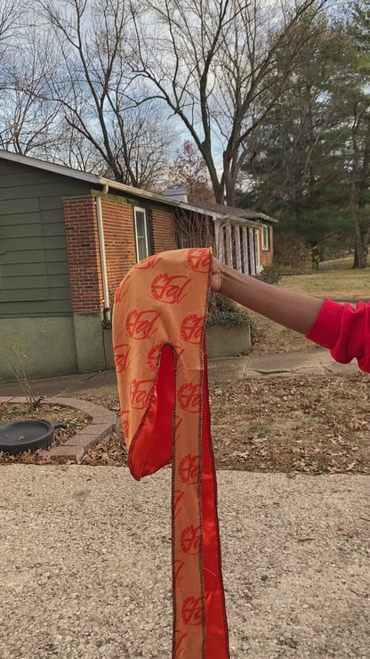 Orange velvet kid durag