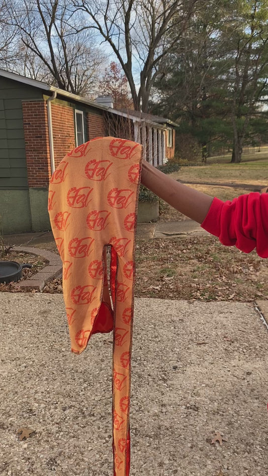 Orange velvet adult durag